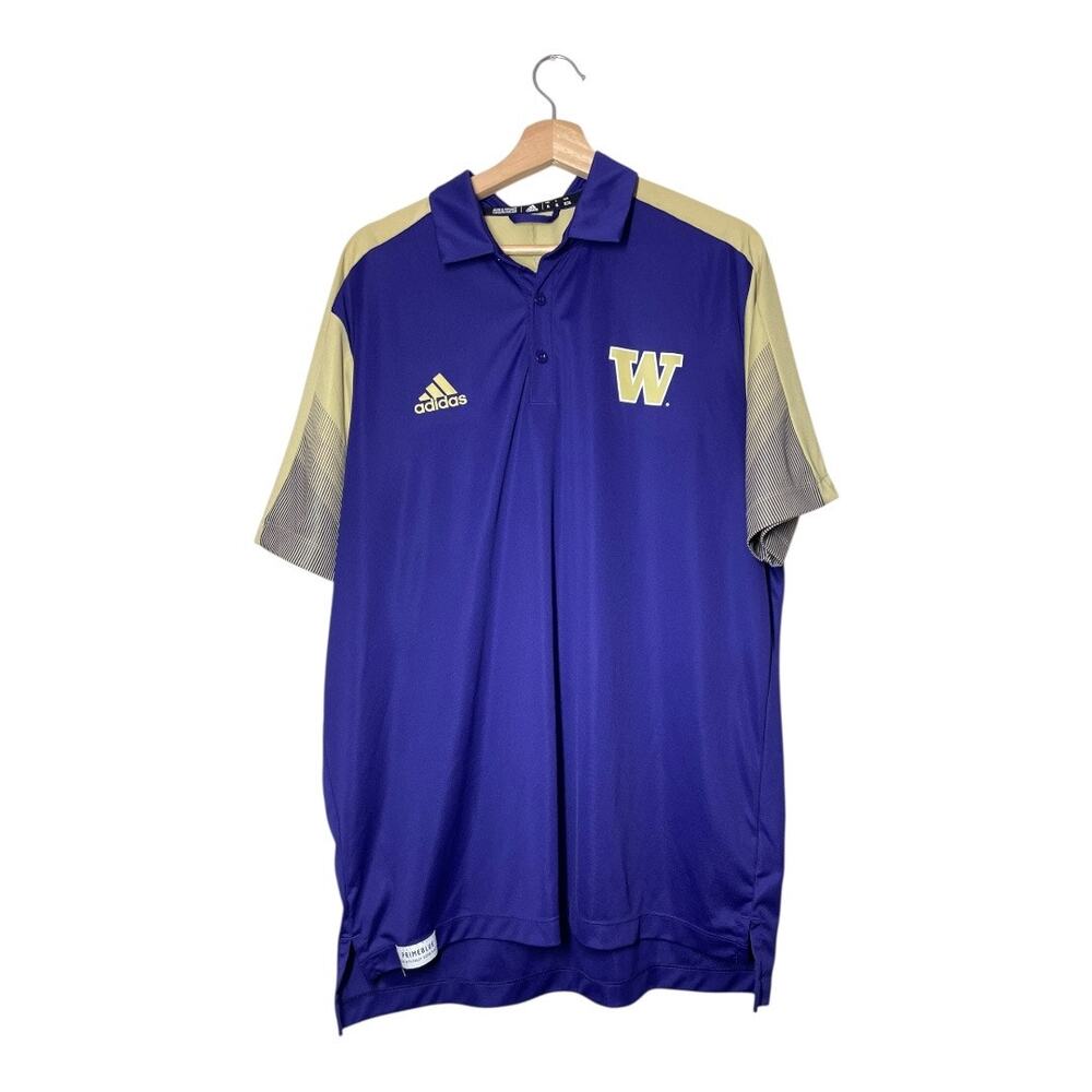 UW University of Washington Huskies Adidas Polo Shirt Purple Size XL Primeblue